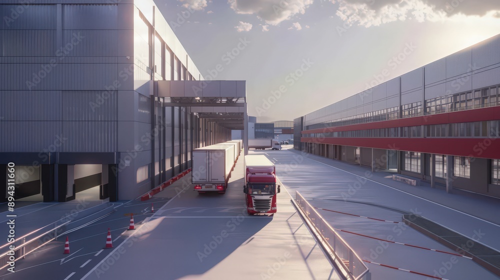 Poster loading docks in urban logistics hubs optimize space utilization and traffic flow with efficient tru