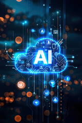 AI Cloud with Floating Icons