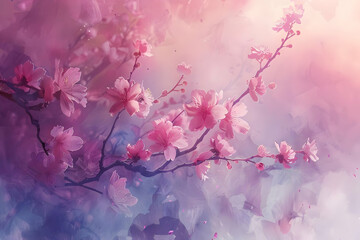 Pink Blossom Watercolor Art