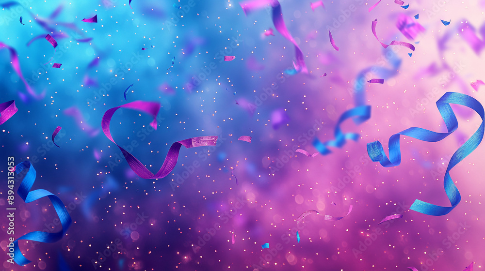 Poster a vibrant gradient background transitioning from a deep blue at the top to a radiant purple at the b