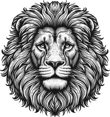 Adobe Illustrator Artwork lion head, Capture the intricate details of the lion's fur and facial features
