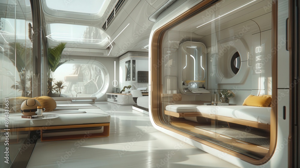 Poster marvel at the versatility of futuristic modular designs, adapting spaces and structures to meet evol