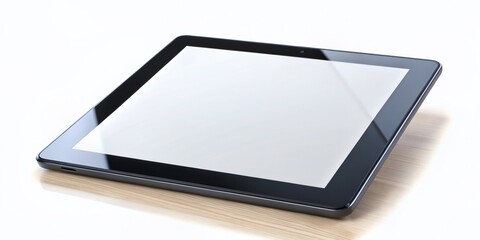 Isolated hands cradling a sleek black tablet with a bright white screen, showcasing a modern and minimalist digital device in a clean composition.