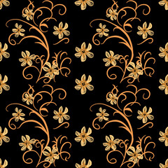 Pattern hand drawn floral, Motif ethnic ikat floral seamless textile illustration,  embroidery, print striped 
ornament floral, pattern, design for wrapping, silk, scarf, background, textile, 