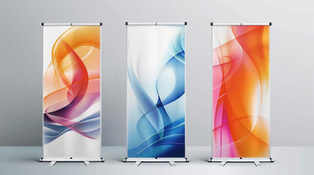vertical banner design with minimalist graphics