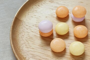 Colorful sweet candy in container