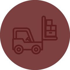 Forklift Vector Line Maroon Circle Maroon