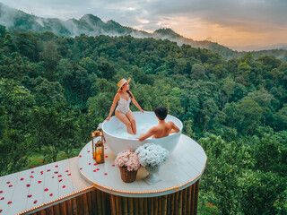 Enjoying the beautiful nature landscape with mountain Villa view at Chiangmai North of Thailand