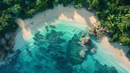 Aerial view of Anse Takamaka - Mahe Island - Seychelles