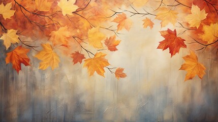 abstract vintage colorful watercolor autumn fall leaves leaf maple orange yellow nature wallpaper background bg ground texture art