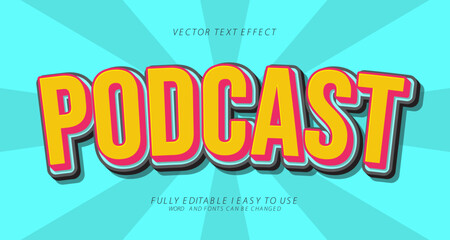 3d editable podcast text effect, trendy style text effect template