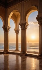 Fototapeta premium Golden Columns and Ocean View.