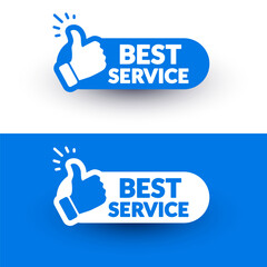 Best Service Label Set With Thumb Up Icon