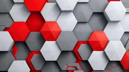 Red and grey hexagons in a modern background image