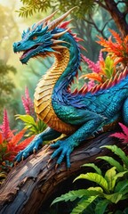 Majestic Dragon in Lush Jungle.