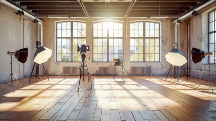 Photography Studio with Large Windows and Natural Light.