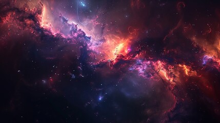 Colorful nebula gas cloud illuminating deep outer space with vibrant stellar gases and cosmic dust - stunning astronomical phenomenon in the universe