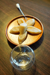 Korean rice cake dipped in honey
