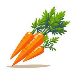 fresh good looking carrots in flat color block vector illustration in a clear background good for animation cartoon graphics
