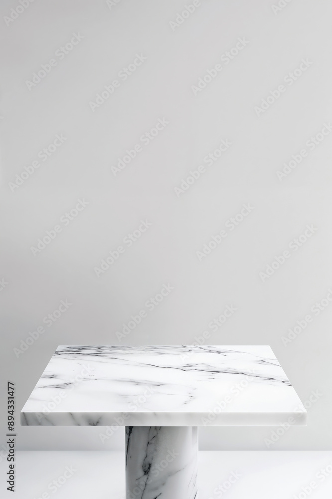 Aufkleber Empty square marble tabletop for product placement with minimalist background for product display