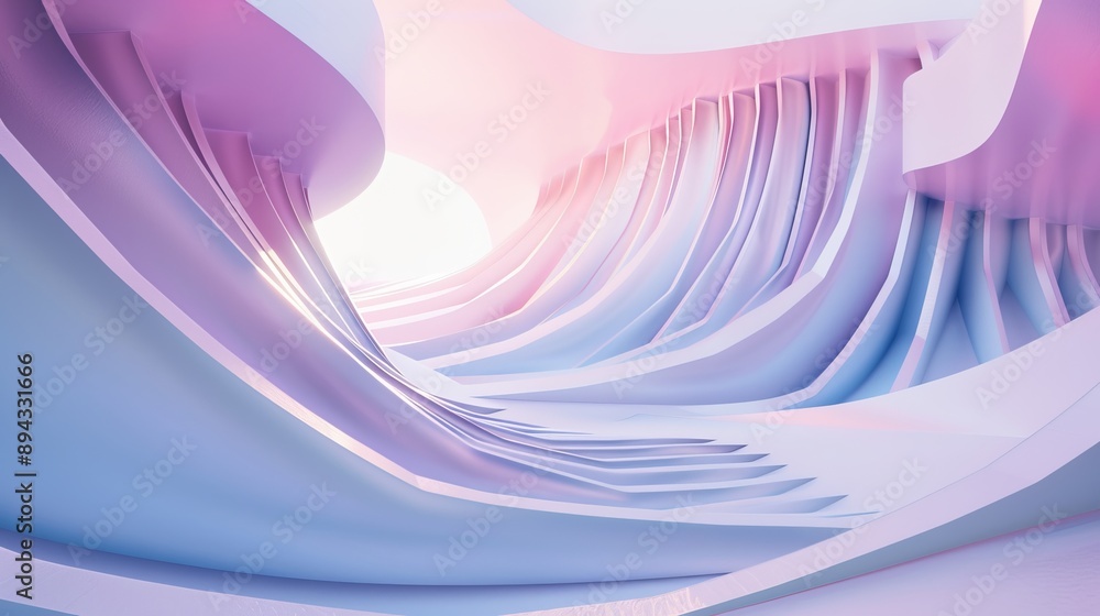 Poster pastel colored tech background with geometric 3d structure, clean and minimal design featuring simpl
