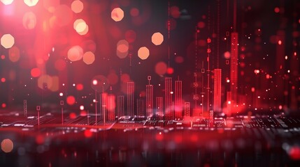 Obraz premium Abstract Red Cityscape with Bokeh Lights
