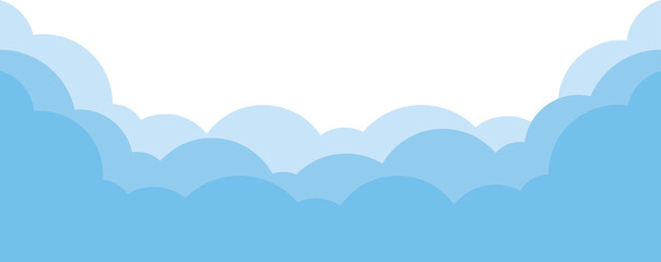 Cute bright blue cloud in the sky bottom border background.