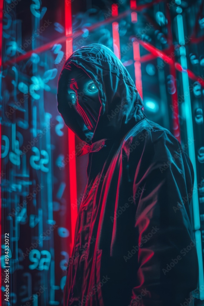 Aufkleber hacker with digital background, ai generated image