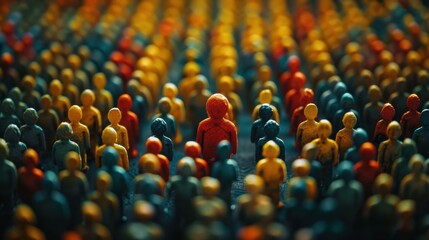 Obraz premium Crowdsourcing: Gathering input or information from a large group of people through online platforms, leveraging collective knowledge and ideas for various projects. 