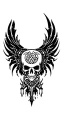 Fototapeta premium Skull and Wings tribal tattoo