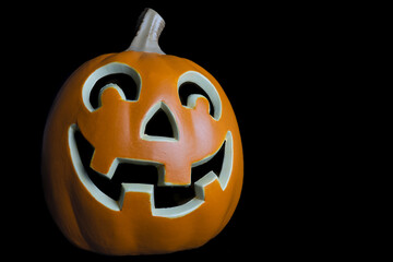 A close up of a carved jack-o-lantern
