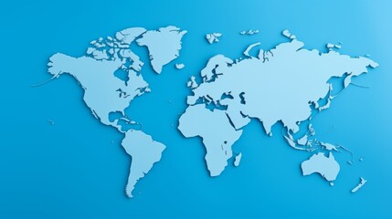 Obraz premium Minimalist world map with blank continents on serene blue background for versatile use