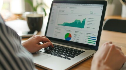 Data science visualization dashboard with graphs, charts, and analytics metrics for driving digital marketing performance insights in a modern office environment