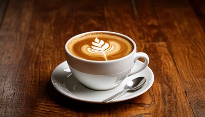 Fototapeta premium Latte Art on a Wooden Table.