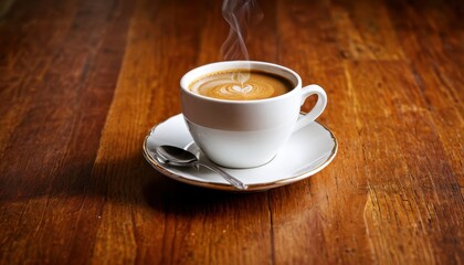 Obraz premium Steaming Cup of Coffee with Heart Design.