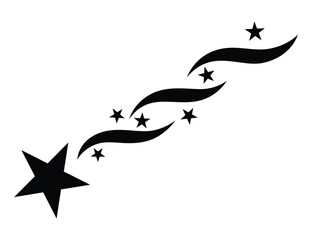 Shooting star icon. Falling meteorite or comet. Comet tail or star trail vector illustration isolated on white background