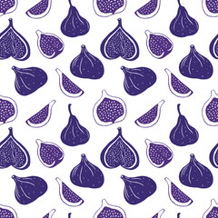 Figs. Seamless pattern with fig fruits. Cute illustration. Vector.