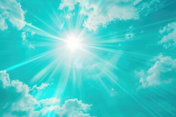 Blue sunshine flare in summer tropic background symbolizing hope.