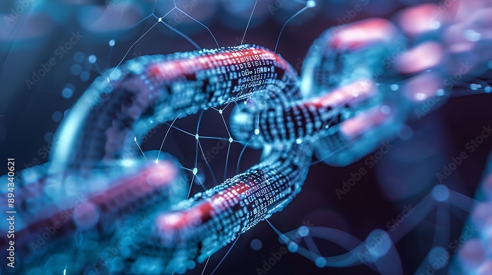 Poster abstract digital chain with internet connection network for crypto blockchain innovation technology 
