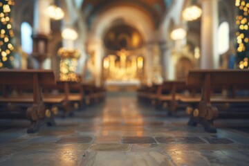 Fototapeta premium church interior blur abstract background church interior blur abstract background