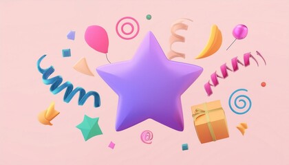 Colorful Stars with Party Decorations
