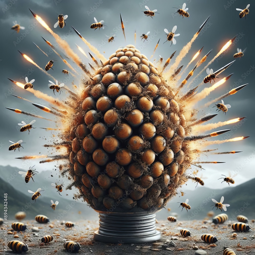 Poster beehive shell a shell filled with small flechettes or darts that