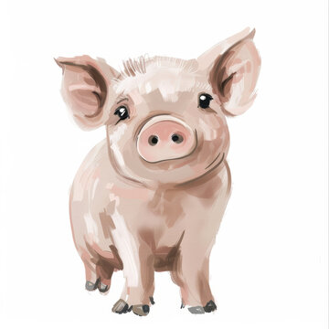 Adorable Baby Piglet Illustration with Soft Watercolor Texture