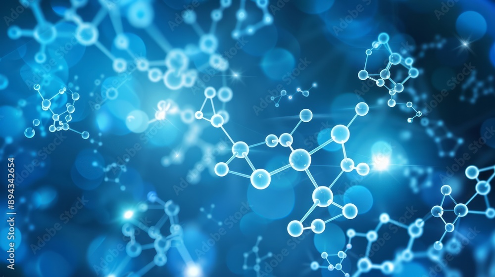 Canvas Prints structure of molecule and communication concept with dna, atom, and neurons featuring connected line