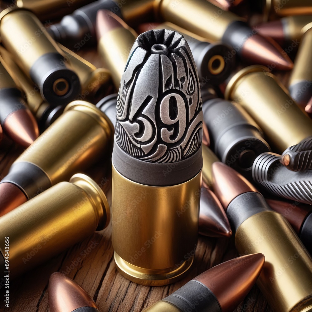 Poster flat nose shell a shell with a bullet featuring a flat nose shap
