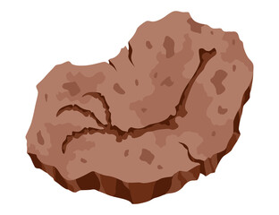 Archeology fossil stone with print of Jurassic dinosaur bones. Archeology reptile footprint, bone. Cartoon illustration
