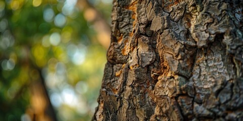 Fototapeta premium Ancient Wisdom: Intricate Tree Bark Textures in Stunning Detail. Nature's Artistry Revealed Through AI-Generated 4K Wallpaper. Captivating Close-up of Weathered Wood Patterns, Showcasing Forest Ecolog