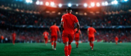 A Hispanic soccer team celebrating a victory on the field, photorealistic, energetic and joyful, bright and detailed