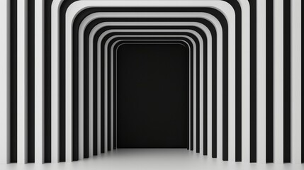 Minimalist black and white optical illusions, geometric shapes creating a sense of depth and movement, a study in contrasts and perspectives