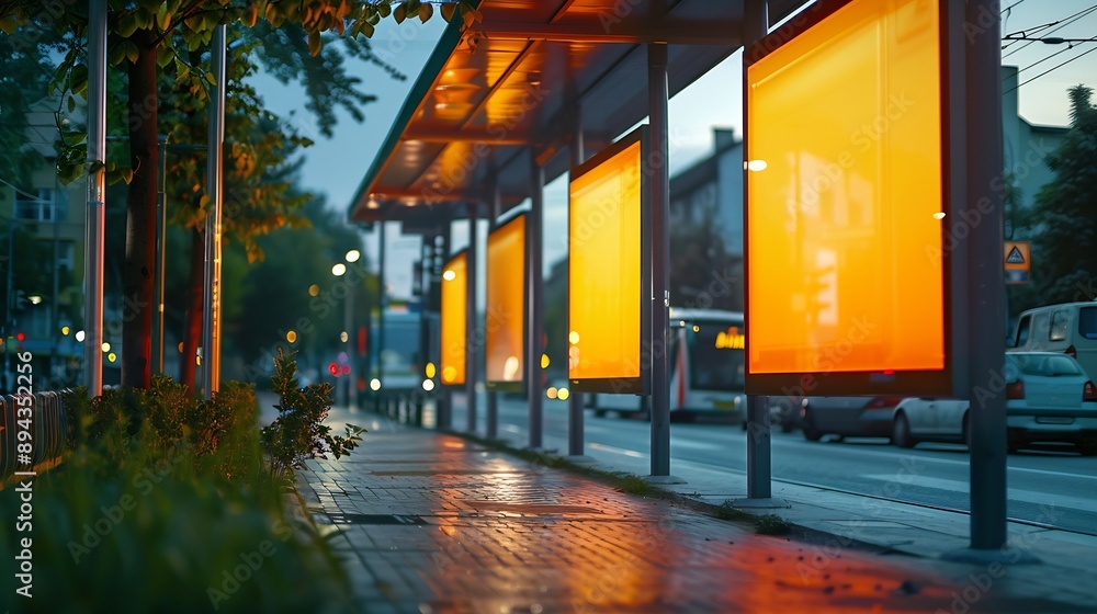 Poster digital billboards located at a busway stop : generative ai